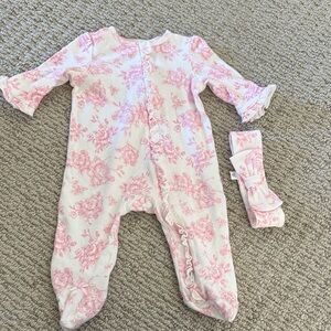 Little Me Pink Floral Baby Footie